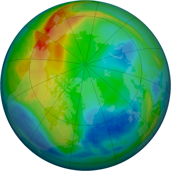 Arctic ozone map for 11 December 1990